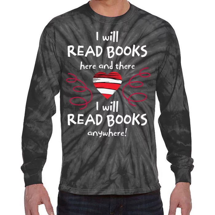 I Heart Books Book Lovers Readers Read More Books Tie-Dye Long Sleeve Shirt