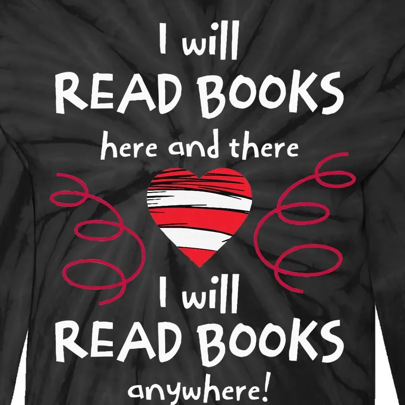 I Heart Books Book Lovers Readers Read More Books Tie-Dye Long Sleeve Shirt