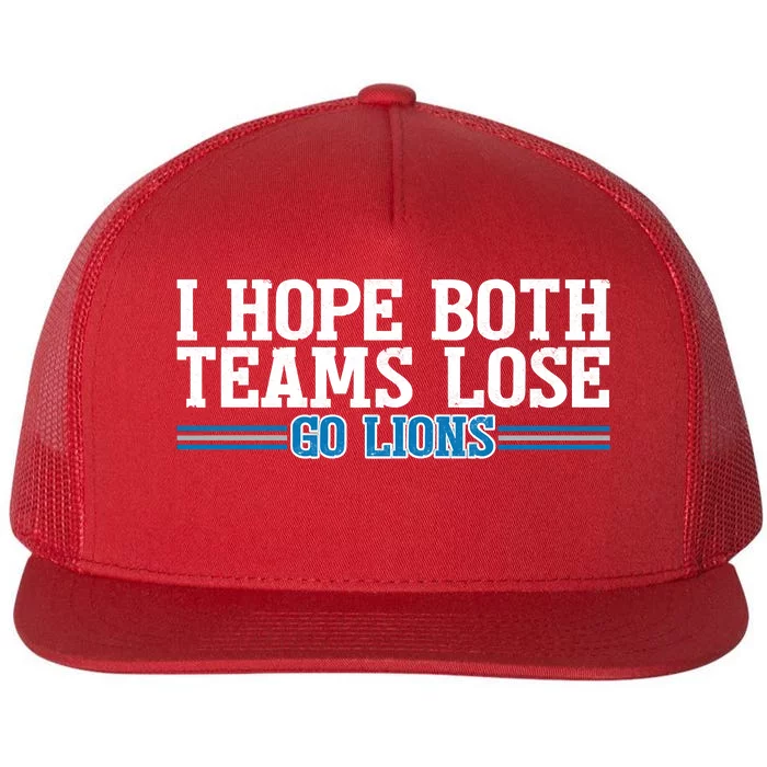 I Hope Both Teams Lose Go Lion Flat Bill Trucker Hat