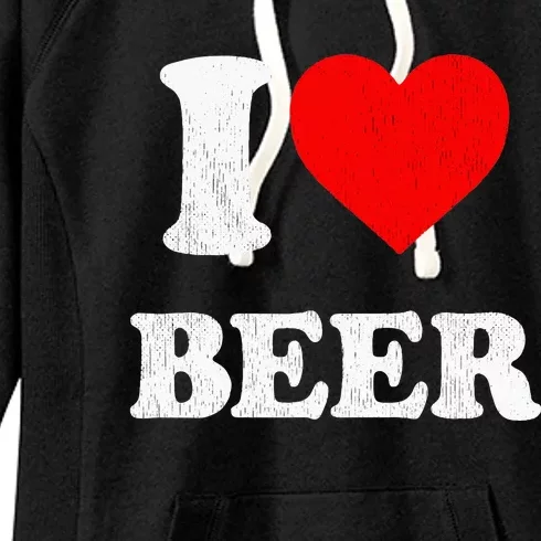 I Heart Beer Funny Drinking Merch I Love Beer Women's Fleece Hoodie