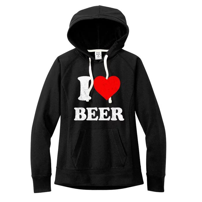 I Heart Beer Funny Drinking Merch I Love Beer Women's Fleece Hoodie