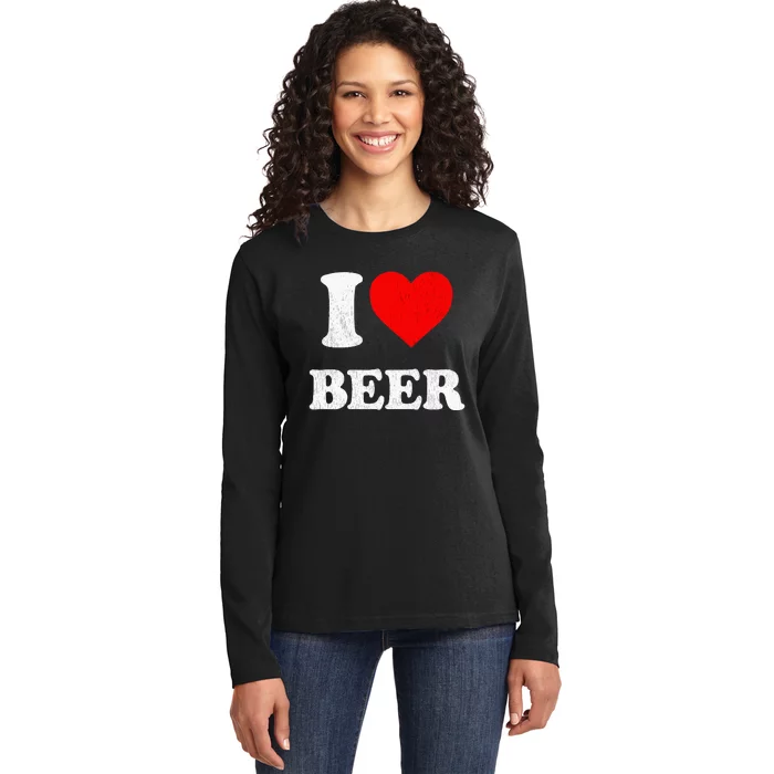 I Heart Beer Funny Drinking Merch I Love Beer Ladies Long Sleeve Shirt