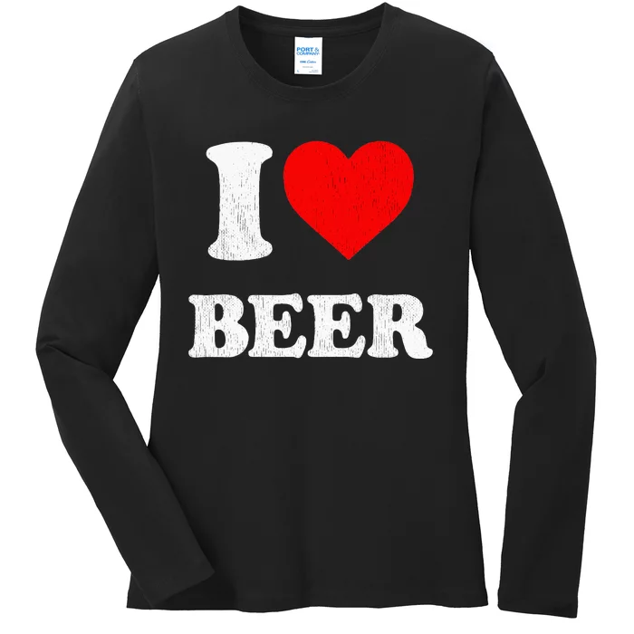 I Heart Beer Funny Drinking Merch I Love Beer Ladies Long Sleeve Shirt