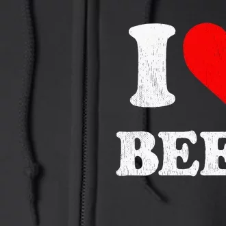 I Heart Beer Funny Drinking Merch I Love Beer Full Zip Hoodie