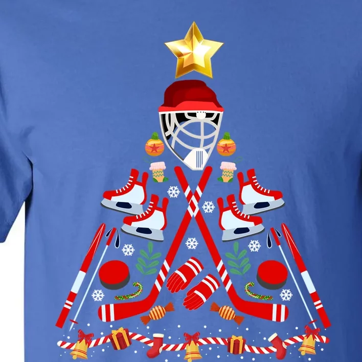 Ice Hockey Christmas Tree Funny Xmas Pjs Player Sports Gift Tall T-Shirt