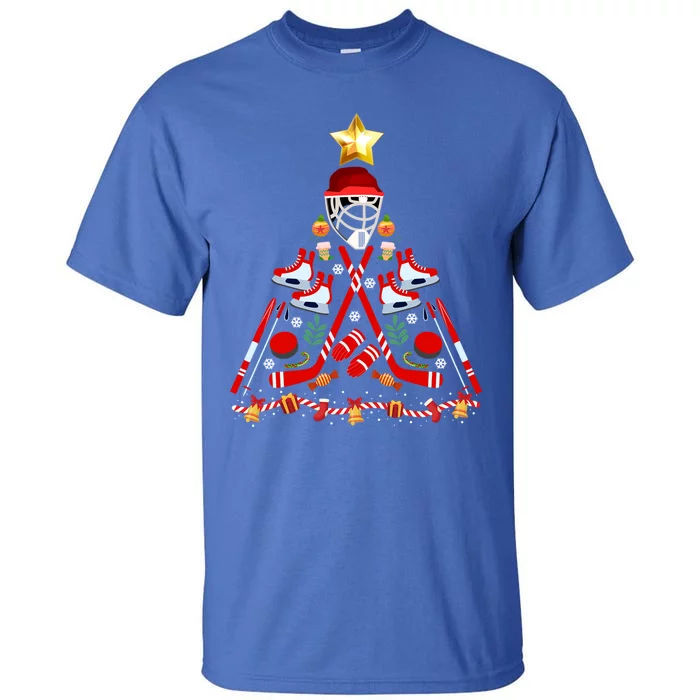 Ice Hockey Christmas Tree Funny Xmas Pjs Player Sports Gift Tall T-Shirt