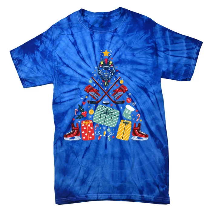 Ice Hockey Christmas Tree Hockey Gift Ice Hockey Gift Tie-Dye T-Shirt