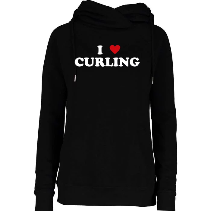 I Heart Curler I Love Curling Cool Gift Womens Funnel Neck Pullover Hood