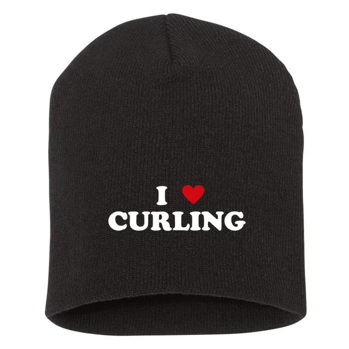 I Heart Curler I Love Curling Cool Gift Short Acrylic Beanie