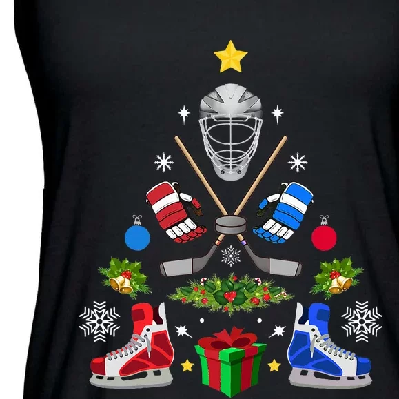 Ice Hockey Christmas Tree Ornaments Ladies Essential Flowy Tank