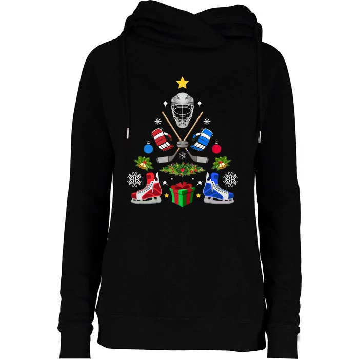 Ice Hockey Christmas Tree Ornaments Womens Funnel Neck Pullover Hood