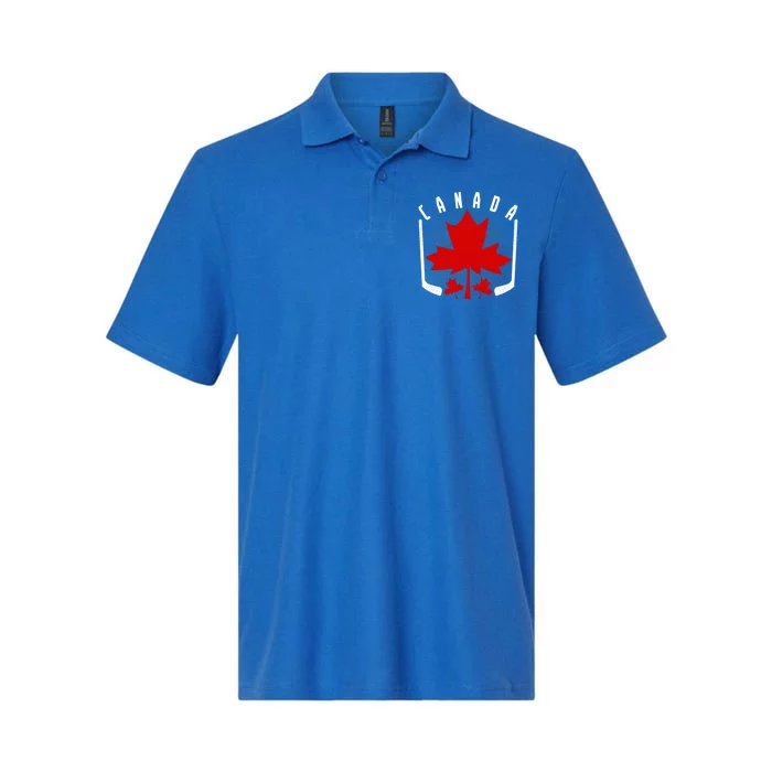 Ice Hockey Canadian Pride Maple Leaf Country Canada Funny Gift Softstyle Adult Sport Polo