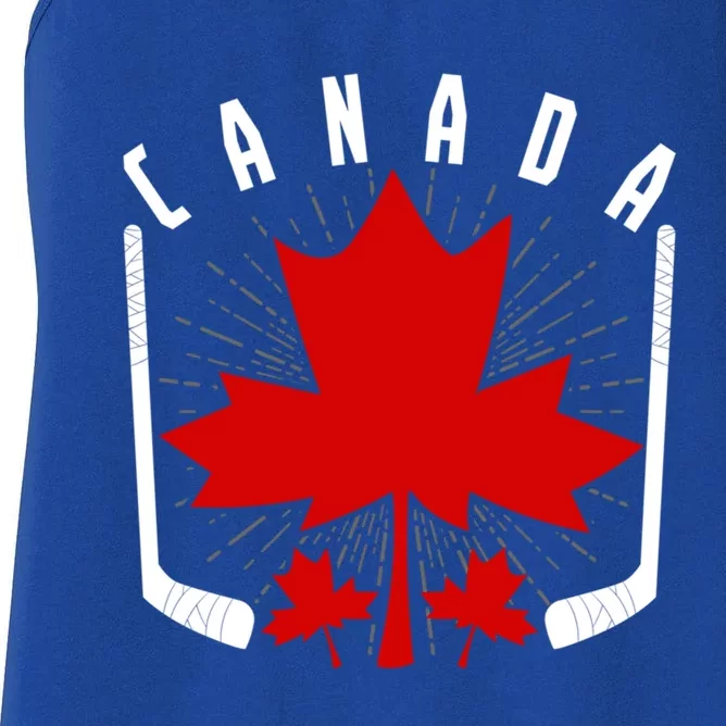 Ice Hockey Canadian Pride Maple Leaf Country Canada Funny Gift Women's Racerback Tank