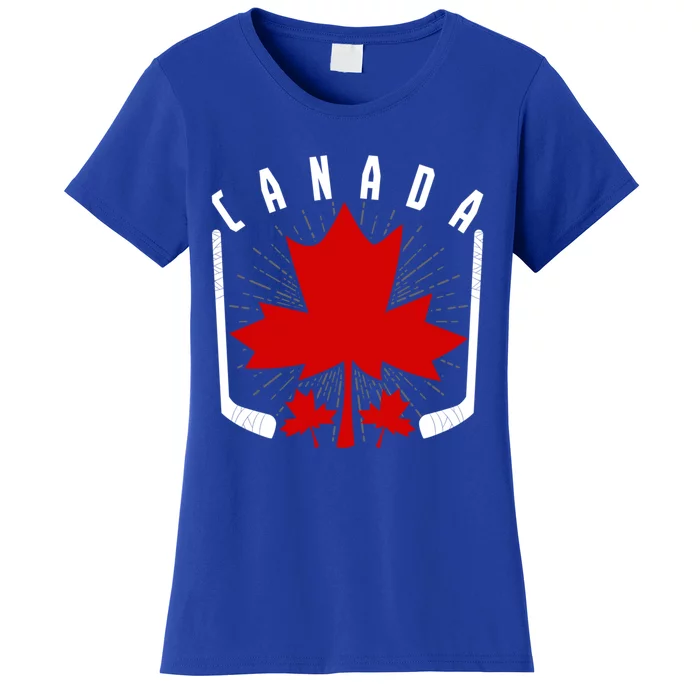 Ice Hockey Canadian Pride Maple Leaf Country Canada Funny Gift Women's T-Shirt