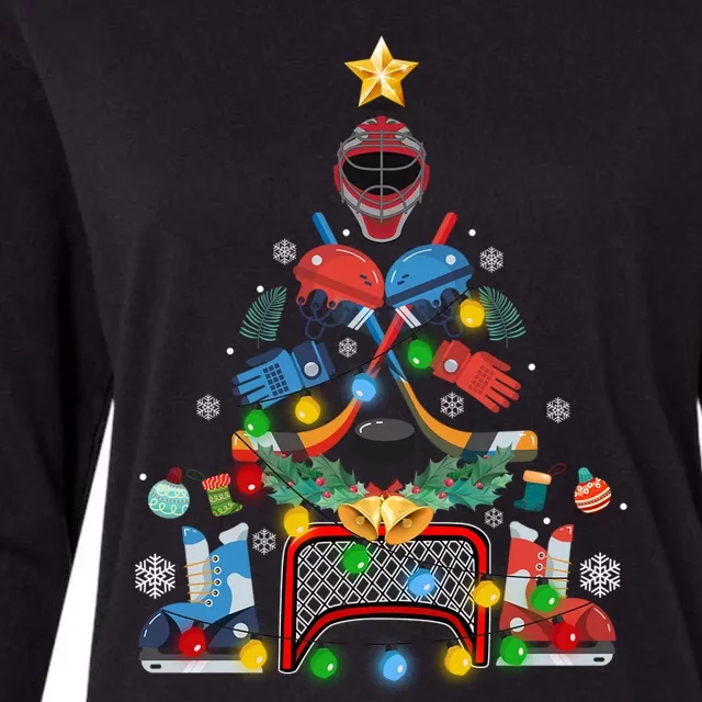 Ice Hockey Christmas Ornat Tree Funny Xmas Funny Gift Womens Cotton Relaxed Long Sleeve T-Shirt