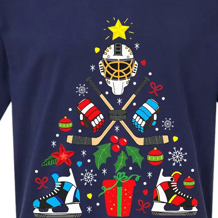 Ice Hockey Christmas Ornament Tree Funny Xmas Gift Sueded Cloud Jersey T-Shirt