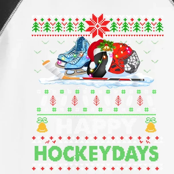 Ice Hockey Christmas Tree Ugly Xmas Happy Hockeydays Gift Toddler Fine Jersey T-Shirt