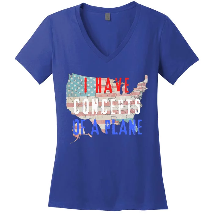 I Have Concepts Of A Plane Usa Map Women's V-Neck T-Shirt