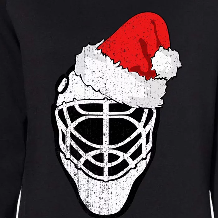 Ice Hockey Christmas Funny Goalie Santa Hat Hockey Fan Great Gift Womens California Wash Sweatshirt