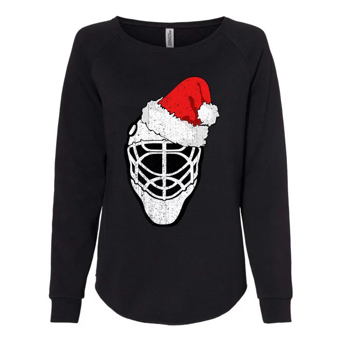 Ice Hockey Christmas Funny Goalie Santa Hat Hockey Fan Great Gift Womens California Wash Sweatshirt