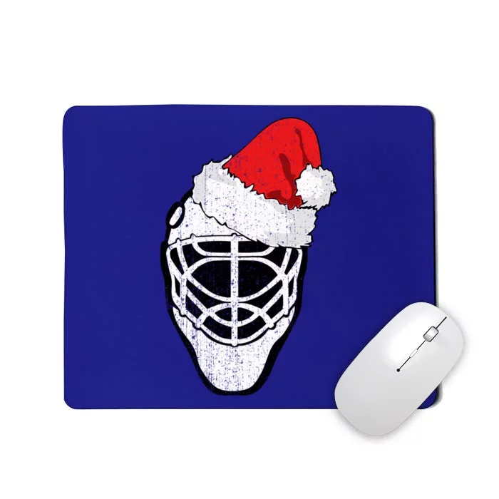 Ice Hockey Christmas Funny Goalie Santa Hat Hockey Fan Great Gift Mousepad