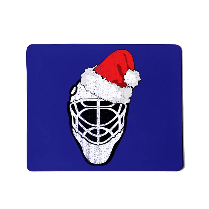 Ice Hockey Christmas Funny Goalie Santa Hat Hockey Fan Great Gift Mousepad