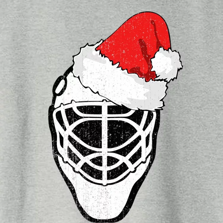 Ice Hockey Christmas Funny Goalie Santa Hat Hockey Fan Great Gift Women's Crop Top Tee