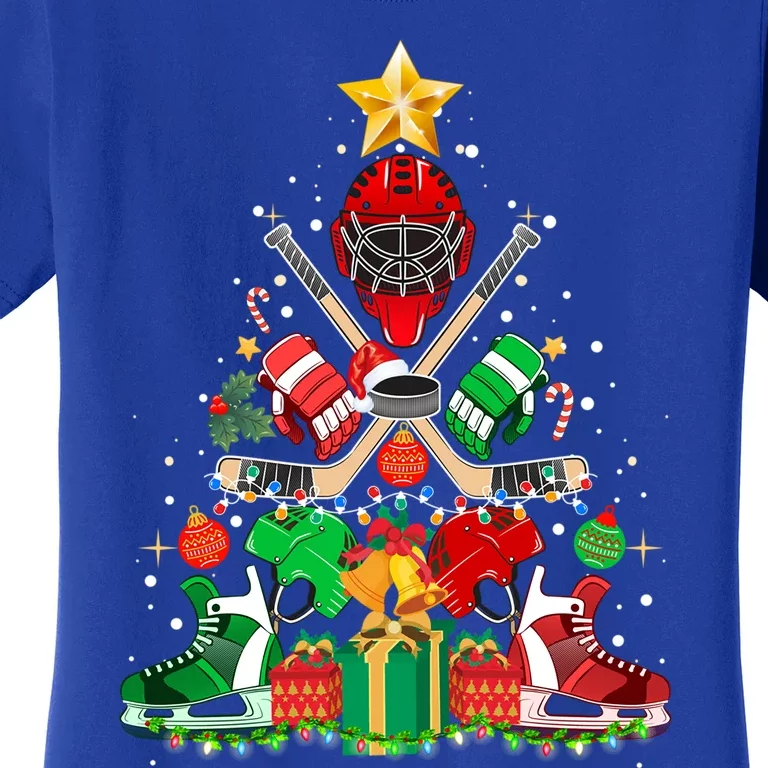 Ice Hockey Christmas Ornat Tree Funny Xmas Funny Gift Cute Gift Women's T-Shirt