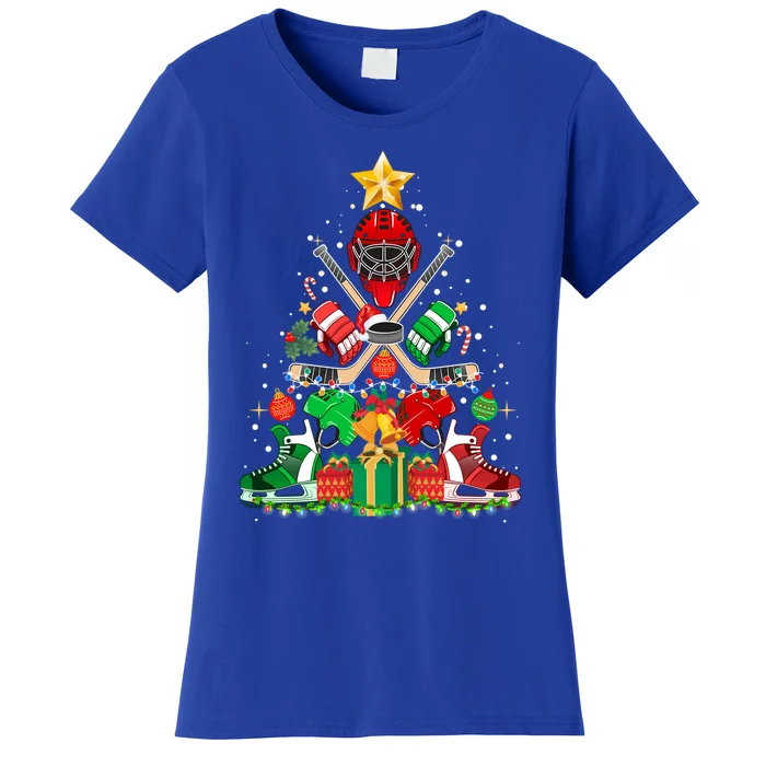 Ice Hockey Christmas Ornat Tree Funny Xmas Funny Gift Cute Gift Women's T-Shirt