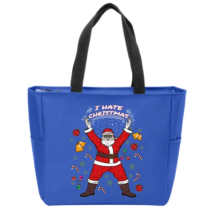 I Hate Christmas Xmas Santa Claus Christmas Present Gift Zip Tote Bag