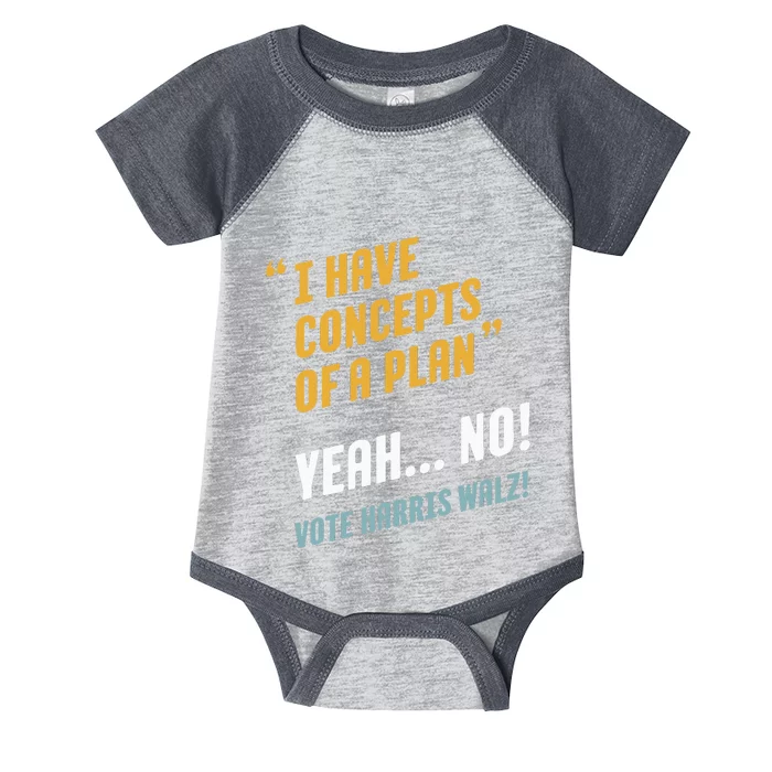 I Have Concepts Of A Plan. Yeah... No! Vote Harris Walz! Infant Baby Jersey Bodysuit