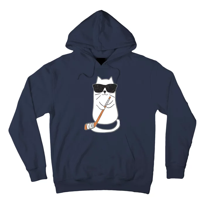 Ice Hockey Cat Hockey Player Stick Retro Hoodie