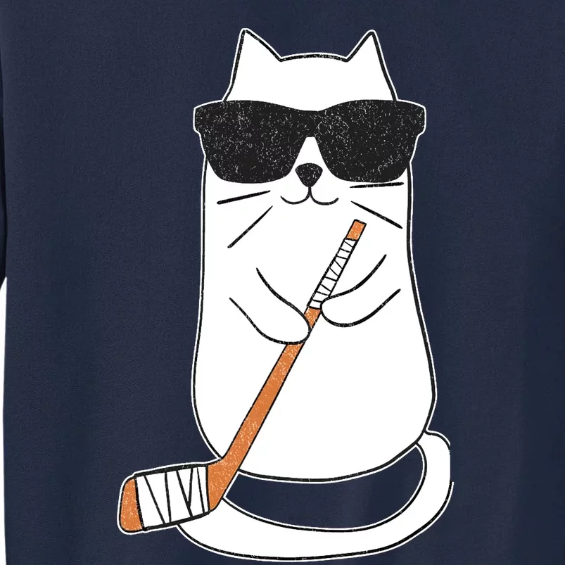 Ice Hockey Cat Hockey Player Stick Retro Tall Sweatshirt