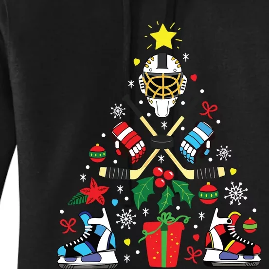 Ice Hockey Christmas Ornament Tree Funny Xmas Women's Pullover Hoodie