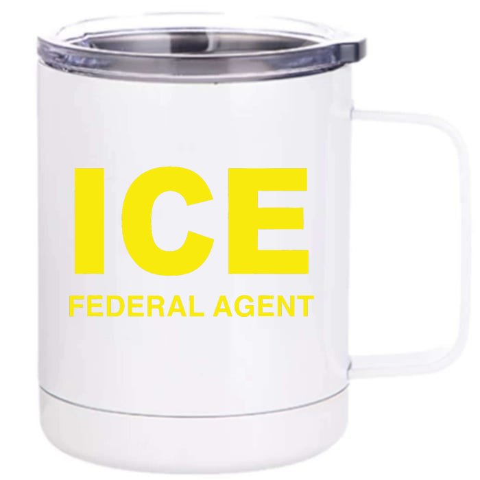 Ice Halloween Costume Federal Agent Police Immigration Front & Back 12oz Stainless Steel Tumbler Cup