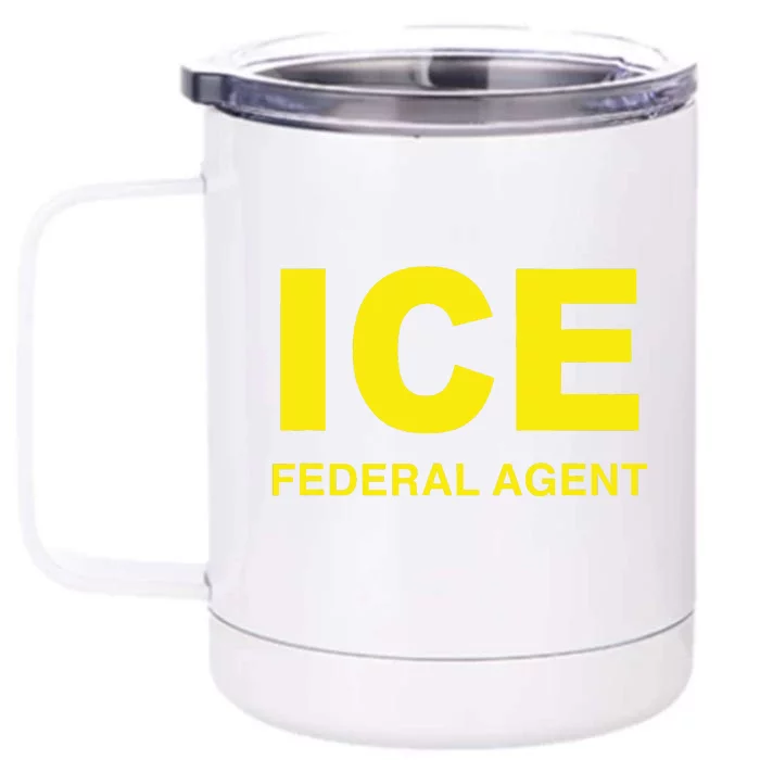 Ice Halloween Costume Federal Agent Police Immigration Front & Back 12oz Stainless Steel Tumbler Cup