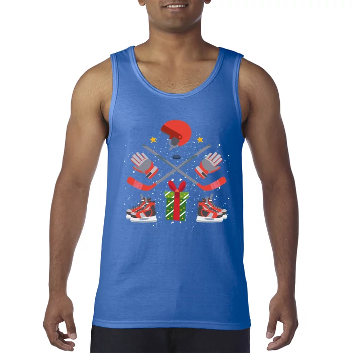 Ice Hockey Christmas Tree Ornats Funny Xmas Gift Tank Top