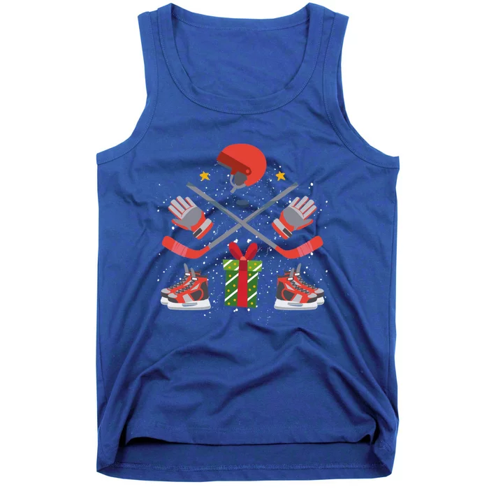 Ice Hockey Christmas Tree Ornats Funny Xmas Gift Tank Top