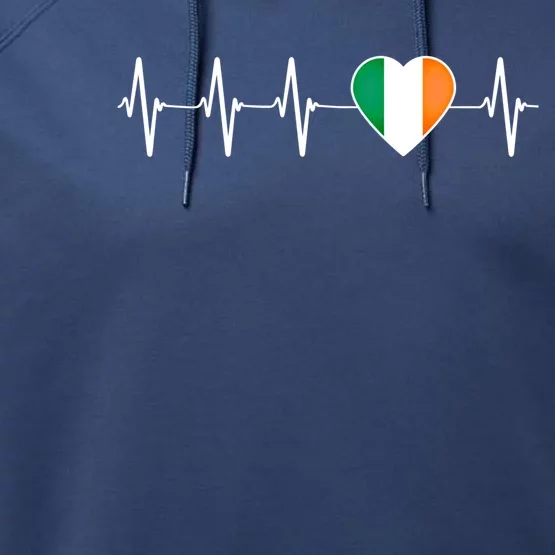 Irish Heartbeat Cute Gift I Love Ireland Flag Country Patriotic Gift Performance Fleece Hoodie