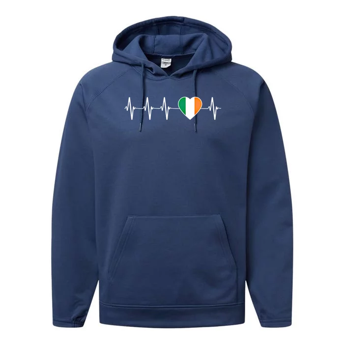 Irish Heartbeat Cute Gift I Love Ireland Flag Country Patriotic Gift Performance Fleece Hoodie