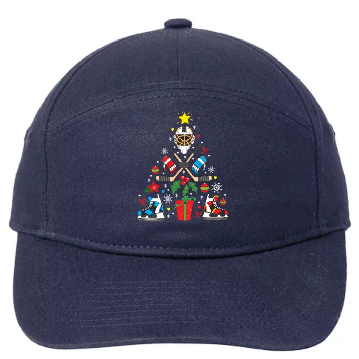 Ice Hockey Christmas Ornament Tree Funny Xmas Gift Boy 7-Panel Snapback Hat