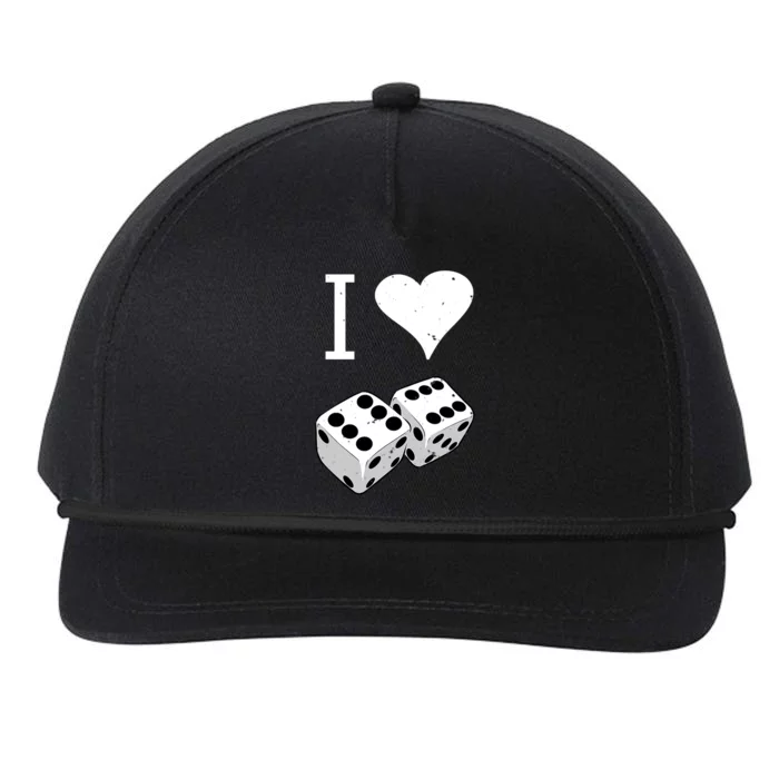 I Heart Dice Rolling Playing Betting Gambling Love Snapback Five-Panel Rope Hat