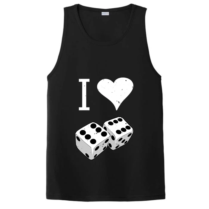 I Heart Dice Rolling Playing Betting Gambling Love Performance Tank