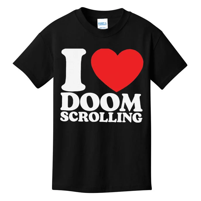 I Heart Doom Scrolling Modern Humor Kids T-Shirt