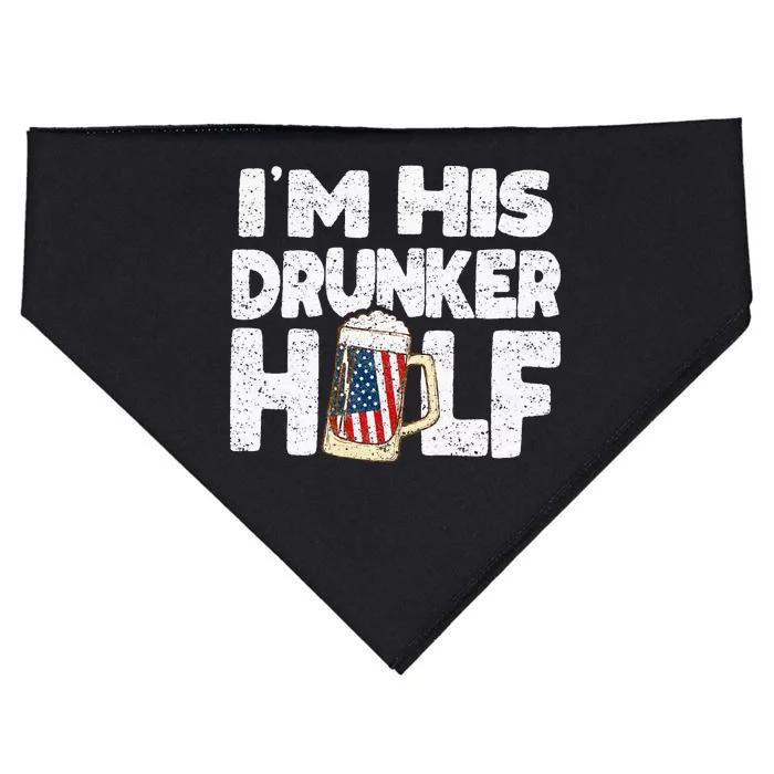 I'M His Drunker Half Beer Couple Matching 4th Of July gift USA-Made Doggie Bandana