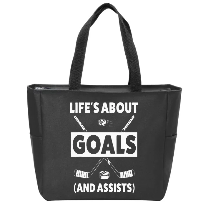 Ice Hockey Design for Life's about Goals Zip Tote Bag