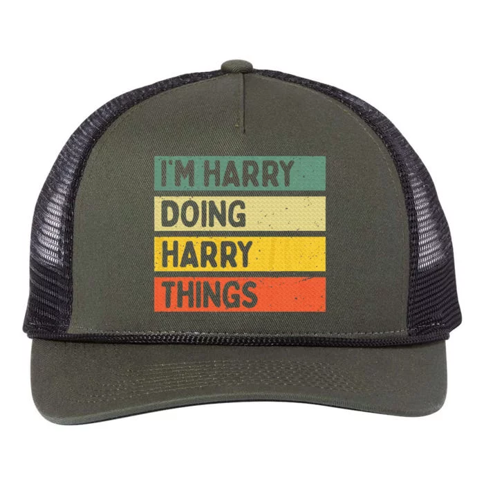 IM Harry Doing Harry Things Funny Personalized Quote Retro Rope Trucker Hat Cap