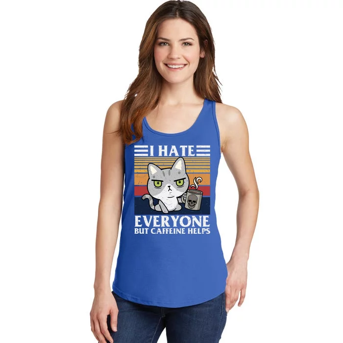 I Hate Everyone But Caffeine Helps Funny Cat Ladies Essential Tank