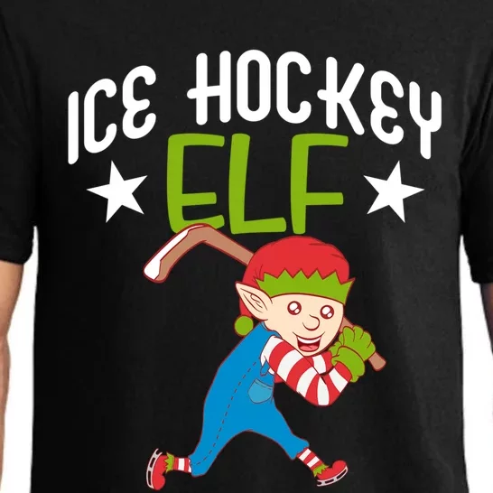 Ice Hockey Elf Funny Hockey Xmas Elve Costume Gift Pajama Set