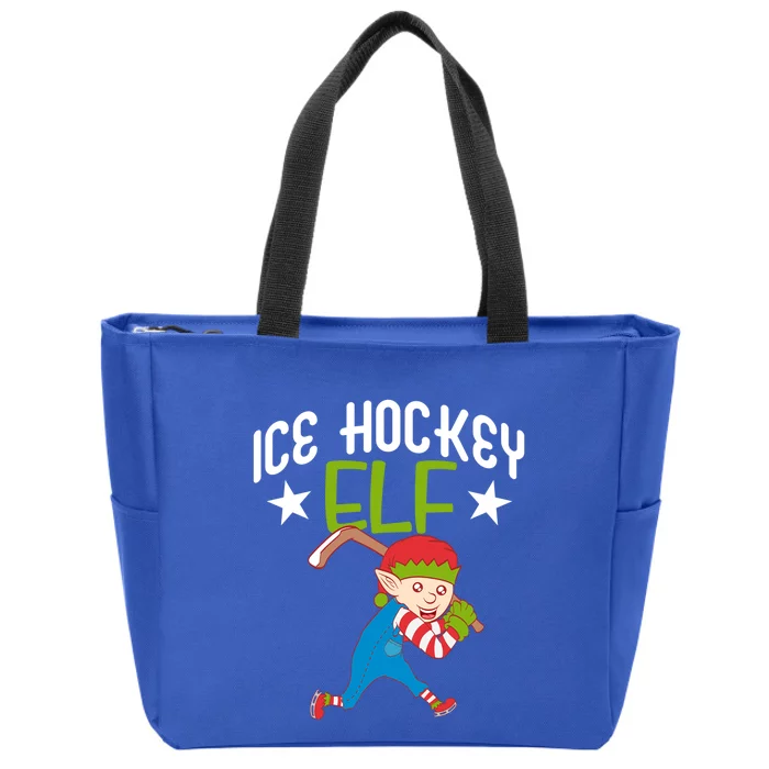 Ice Hockey Elf Funny Hockey Xmas Elve Costume Gift Zip Tote Bag